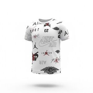 Nike Air Jordan Madness All Over Logo Tee Shirt Youth Boy Small 8/10